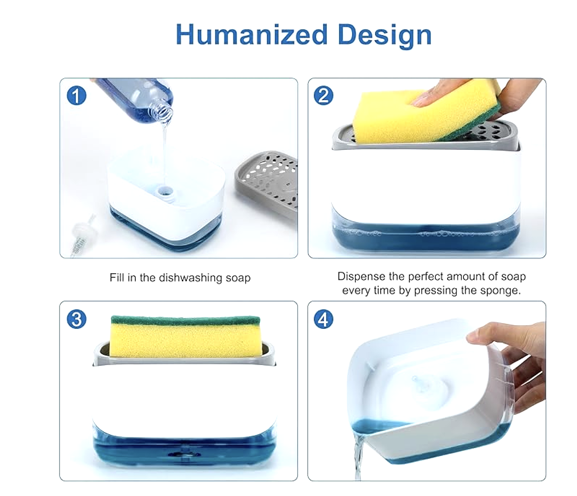 2-in-1 Soap Dispenser & Sponge Holder | CleanEase