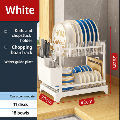 Feylors™ 2-Tier Kitchen Dish Organizer – Premium Space-Saving Drying Rack